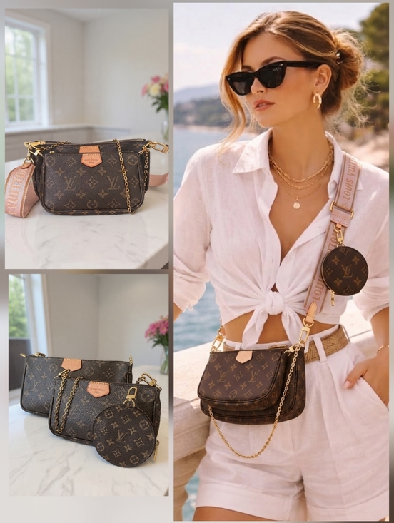 Louis Vuitton Handbags - Louis Vuitton Multi Pochette Accessoires Pink Strap Microchip ✨ NEW